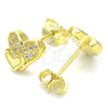Arete Dormilona 02.336.0139.2 Plata Rodinada, Diseño de Corazón, con Micro Pave Blanca, Pulido, Tono Dorado