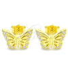 Arete Dormilona 02.336.0141.2 Plata Rodinada, Diseño de Mariposa, con Micro Pave Blanca, Pulido, Tono Dorado