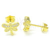 Arete Dormilona 02.336.0142.2 Plata Rodinada, Diseño de Libélula, con Micro Pave Blanca, Pulido, Tono Dorado