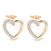Arete Dormilona 02.336.0027.1 Plata Rodinada, Diseño de Corazón, con Zirconia Cubica Blanca, Pulido, Tono Rosado