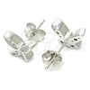 Arete Dormilona 02.336.0160 Plata Rodinada, Diseño de Mariposa, con Micro Pave Blanca, Pulido, Rodinado