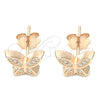 Arete Dormilona 02.336.0160.1 Plata Rodinada, Diseño de Mariposa, con Micro Pave Blanca, Pulido, Tono Rosado