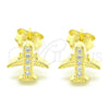 Arete Dormilona 02.336.0015.2 Plata Rodinada, con Micro Pave Blanca, Pulido, Tono Dorado