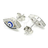 Arete Dormilona 02.336.0166 Plata Rodinada, Diseño de Ojo Griego, Esmaltado Azul, Rodinado