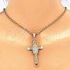 Dije Religioso 05.351.0059 Oro Laminado, Diseño de Cruz y Guadalupe, con Blanca Cristal, Pulido, Tres Tonos