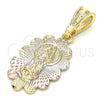 Dije Religioso 05.351.0066 Oro Laminado, Diseño de Guadalupe, Pulido, Tres Tonos