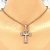 Dije Religioso 05.351.0069 Oro Laminado, Diseño de Crucifijo, con Blanca Cristal, Pulido, Tres Tonos