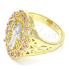 Anillo Elegante 01.253.0030.09 Oro Laminado, Diseño de San Benito, Pulido, Tres Tonos (Size 9)