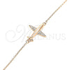 Pulsera Elegante 03.336.0059.1.07 Plata Rodinada, con Micro Pave Blanca, Pulido, Tono Rosado (Grosor 01 MM, 7 Pulgadas de Largo)