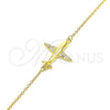 Pulsera Elegante 03.336.0059.2.07 Plata Rodinada, con Micro Pave Blanca, Pulido, Tono Dorado (Grosor 01 MM, 7 Pulgadas de Largo)
