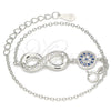 Pulsera Elegante 03.336.0060.07 Plata Rodinada, Diseño de Infinito, con Micro Pave Zafiro Azul y Cristal Blanca, Pulido, Rodinado (Grosor 01 MM, 7 Pulgadas de Largo)
