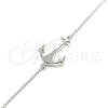 Pulsera Elegante 03.336.0062.08 Plata Rodinada, Diseño de Ancla, con Micro Pave Blanca, Pulido, Rodinado (Grosor 01 MM, 8 Pulgadas de Largo)