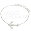 Pulsera Elegante 03.336.0062.08 Plata Rodinada, Diseño de Ancla, con Micro Pave Blanca, Pulido, Rodinado (Grosor 01 MM, 8 Pulgadas de Largo)