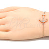 Pulsera Elegante 03.336.0062.1.08 Plata Rodinada, Diseño de Ancla, con Micro Pave Blanca, Pulido, Tono Rosado (Grosor 01 MM, 8 Pulgadas de Largo)