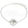 Pulsera Elegante 03.336.0063.07 Plata Rodinada, Diseño de Ãrbol, con Micro Pave Blanca, Pulido, Rodinado (Grosor 01 MM, 7 Pulgadas de Largo)
