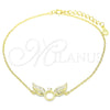 Pulsera Elegante 03.336.0065.2.08 Plata Rodinada, con Micro Pave Blanca, Pulido, Tono Dorado (Grosor 01 MM, 8 Pulgadas de Largo)