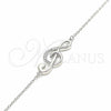 Pulsera Elegante 03.336.0070.08 Plata Rodinada, Diseño de Nota Musical, con Micro Pave Blanca, Pulido, Rodinado (Grosor 01 MM, 8 Pulgadas de Largo)