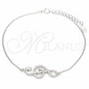 Pulsera Elegante 03.336.0070.08 Plata Rodinada, Diseño de Nota Musical, con Micro Pave Blanca, Pulido, Rodinado (Grosor 01 MM, 8 Pulgadas de Largo)