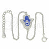 Pulsera Elegante 03.336.0072.07 Plata Rodinada, Diseño de Mano de Dios y Ojo Griego, con Micro Pave Blanca, Esmaltado Azul, Rodinado (Grosor 01 MM, 7 Pulgadas de Largo)