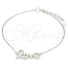Pulsera Elegante 03.336.0074.07 Plata Rodinada, Diseño de Amor, con Micro Pave Blanca, Pulido, Rodinado (Grosor 01 MM, 7 Pulgadas de Largo)