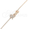 Pulsera Elegante 03.336.0074.1.07 Plata Rodinada, Diseño de Amor, con Micro Pave Blanca, Pulido, Tono Rosado (Grosor 01 MM, 7 Pulgadas de Largo)
