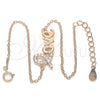 Pulsera Elegante 03.336.0074.1.07 Plata Rodinada, Diseño de Amor, con Micro Pave Blanca, Pulido, Tono Rosado (Grosor 01 MM, 7 Pulgadas de Largo)