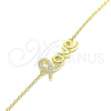 Pulsera Elegante 03.336.0074.2.07 Plata Rodinada, Diseño de Amor, con Micro Pave Blanca, Pulido, Tono Dorado (Grosor 01 MM, 7 Pulgadas de Largo)