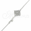 Pulsera Elegante 03.336.0076.08 Plata Rodinada, Diseño de Llave, con Zirconia Cubica Blanca, Pulido, Rodinado (Grosor 01 MM, 8 Pulgadas de Largo)