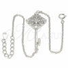 Pulsera Elegante 03.336.0076.08 Plata Rodinada, Diseño de Llave, con Zirconia Cubica Blanca, Pulido, Rodinado (Grosor 01 MM, 8 Pulgadas de Largo)
