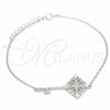 Pulsera Elegante 03.336.0076.08 Plata Rodinada, Diseño de Llave, con Zirconia Cubica Blanca, Pulido, Rodinado (Grosor 01 MM, 8 Pulgadas de Largo)