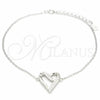 Pulsera Elegante 03.336.0085.08 Plata Rodinada, Diseño de Corazón, con Zirconia Cubica Blanca, Pulido, Rodinado (Grosor 01 MM, 8 Pulgadas de Largo)