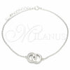 Pulsera Elegante 03.336.0086.08 Plata Rodinada, con Zirconia Cubica Blanca, Pulido, Rodinado (Grosor 01 MM, 8 Pulgadas de Largo)
