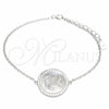 Pulsera Elegante 03.336.0089.07 Plata Rodinada, con Micro Pave Blanca, Pulido, Rodinado (Grosor 01 MM, 7 Pulgadas de Largo)