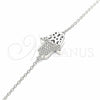 Pulsera Elegante 03.336.0092.07 Plata Rodinada, Diseño de Mano de Dios, con Zirconia Cubica Blanca, Pulido, Rodinado (Grosor 01 MM, 7 Pulgadas de Largo)