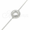 Pulsera Elegante 03.336.0093.07 Plata Rodinada, con Zirconia Cubica Blanca, Pulido, Rodinado (Grosor 01 MM, 7 Pulgadas de Largo)