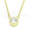 Collares con Dije 04.336.0043.2.16 Plata Rodinada, con Zirconia Cubica Blanca, Pulido, Tono Dorado (Grosor 01 MM, 16 Pulgadas de Largo)