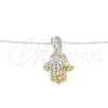 Collares con Dije 04.336.0149.18 Plata Rodinada, Diseño de Mano de Dios, Pulido, Tres Tonos (Grosor 01 MM, 18 Pulgadas de Largo)