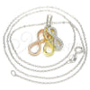 Collares con Dije 04.336.0151.18 Plata Rodinada, Diseño de Infinito, con Zirconia Cubica Blanca, Pulido, Tres Tonos (Grosor 01 MM, 18 Pulgadas de Largo)