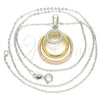 Collares con Dije 04.336.0152.18 Plata Rodinada, con Zirconia Cubica Blanca, Pulido, Tres Tonos (Grosor 01 MM, 18 Pulgadas de Largo)