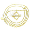 Collares con Dije 04.336.0060.2.16 Plata Rodinada, con Zirconia Cubica Blanca, Pulido, Tono Dorado (Grosor 01 MM, 16 Pulgadas de Largo)