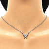 Collares con Dije 04.336.0160.16 Plata Rodinada, Diseño de Mariposa, con Zirconia Cubica Blanca, Pulido, Rodinado (Grosor 01 MM, 16 Pulgadas de Largo)