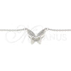 Collares con Dije 04.336.0160.16 Plata Rodinada, Diseño de Mariposa, con Zirconia Cubica Blanca, Pulido, Rodinado (Grosor 01 MM, 16 Pulgadas de Largo)