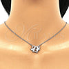 Collares con Dije 04.336.0183.16 Plata Rodinada, Diseño de Pajaro y Corazón, con Micro Pave Blanca, Pulido, Rodinado (Grosor 01 MM, 16 Pulgadas de Largo)