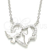 Collares con Dije 04.336.0183.16 Plata Rodinada, Diseño de Pajaro y Corazón, con Micro Pave Blanca, Pulido, Rodinado (Grosor 01 MM, 16 Pulgadas de Largo)