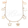 Collares con Dije 04.336.0184.1.16 Plata Rodinada, Diseño de Estrella, Pulido, Tono Rosado (Grosor 01 MM, 16 Pulgadas de Largo)