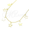 Collares con Dije 04.336.0184.2.16 Plata Rodinada, Diseño de Estrella, Pulido, Tono Dorado (Grosor 01 MM, 16 Pulgadas de Largo)