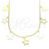 Collares con Dije 04.336.0184.2.16 Plata Rodinada, Diseño de Estrella, Pulido, Tono Dorado (Grosor 01 MM, 16 Pulgadas de Largo)