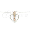 Collares con Dije 04.336.0193.16 Plata Rodinada, Diseño de Corazón, con Micro Pave Blanca, Pulido, Dos Tonos (Grosor 01 MM, 16 Pulgadas de Largo)