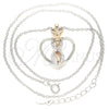 Collares con Dije 04.336.0193.16 Plata Rodinada, Diseño de Corazón, con Micro Pave Blanca, Pulido, Dos Tonos (Grosor 01 MM, 16 Pulgadas de Largo)