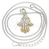 Collares con Dije 04.336.0201.16 Plata Rodinada, Diseño de Mano de Dios, Pulido, Tres Tonos (Grosor 01 MM, 16 Pulgadas de Largo)